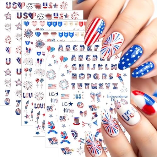 4th of July 3D Nail Art Stickers Self-Adhesive Patriotic Decals