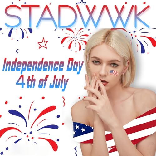American Flag Press on Nails Medium Square 4th of July False Nails