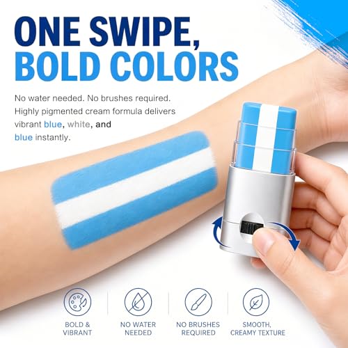 BADCOLOR Blue White Blue Face and Body Paint Stick Sports Makeup
