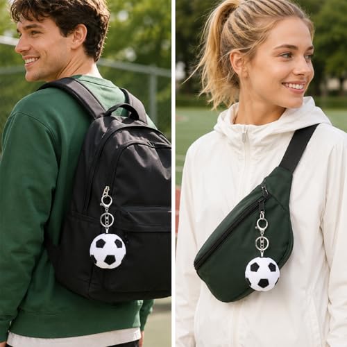 Plush Soccer Ball Keychain - Soft 7cm Football Backpack Charm (3 Pack)