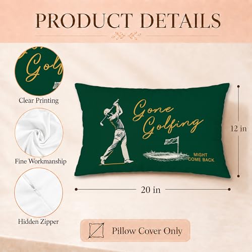 Dark Green Golf Pillow Cover 12x20 - Decorative Sports Accent