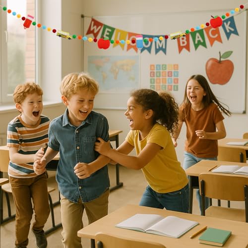 Back to School Felt Banner Garland with Apples, Pencils & Buses