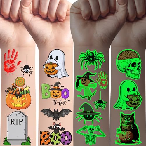 Glow in the Dark Halloween Temporary Tattoos 60PCS Party Favors