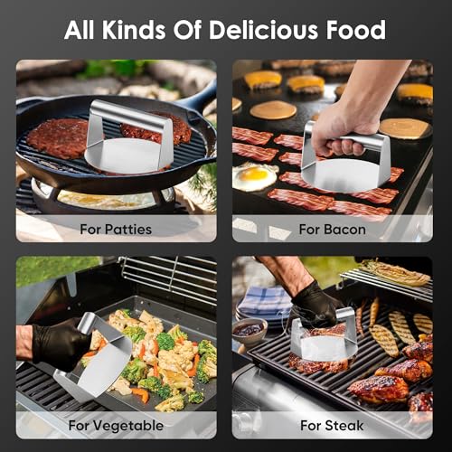 Joyfair 5.5 Inch Stainless Steel Smash Burger Press for Grilling