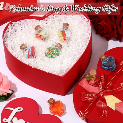 25 Pack Heart-Shaped Mini Plastic Bottles with Cork Stoppers & Craft Kit