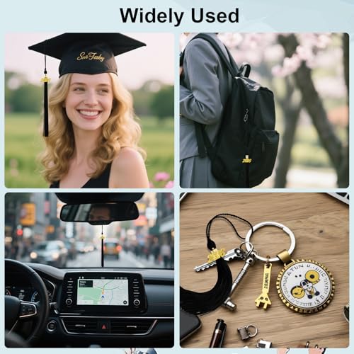 2026 Black Graduation Tassel with Gold Charm - 9.2 in