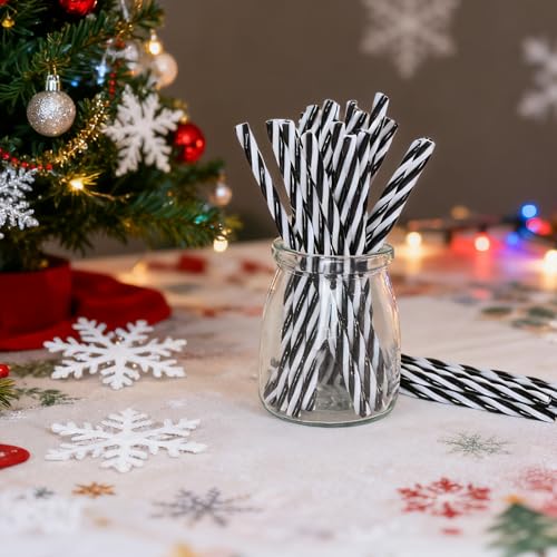60-Pack Black Christmas Candy Cane Sticks for Decorations