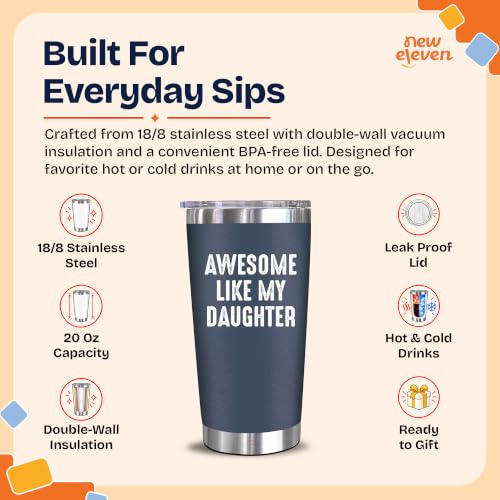Awesome Like Daughter Navy 20oz Dad Tumbler - Father's Day Gift for Cool Dad