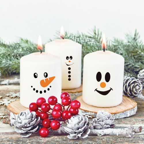 60pcs Snowman Face Stickers - Cute Christmas Decorations for Crafts