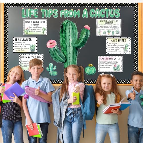 Cactus Bulletin Board Decoration Set - Inspirational Classroom Decor, 41 Pcs