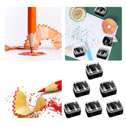 Bilkeru 6 Pcs Dual-Hole Makeup Pencil Sharpener for Eyebrow & Eyeliner