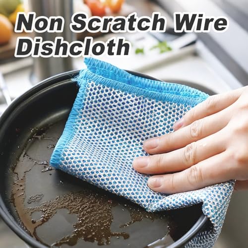 20 Pcs Non-Scratch Steel Wire Dish Cleaning Rags - Reusable Kitchen Scrubbing Cloths
