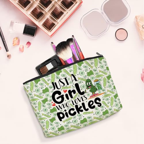 Funny Pickle Makeup Bag Cotton Linen Cosmetic Pouch Gift for Women