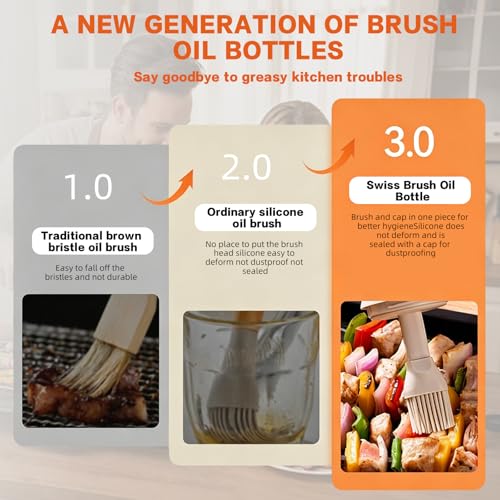 MMJ 150ml White Glass Oil Dispenser with Silicone Brush - Leak-Resistant
