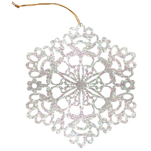 Iridescent Glitter Flake Gift Tags - Snowflake Shape, White, 6 Pack