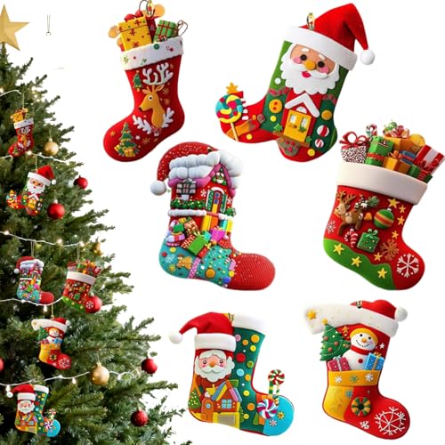 Cute Acrylic Christmas Tree Ornaments Set - 6 Unique Designs