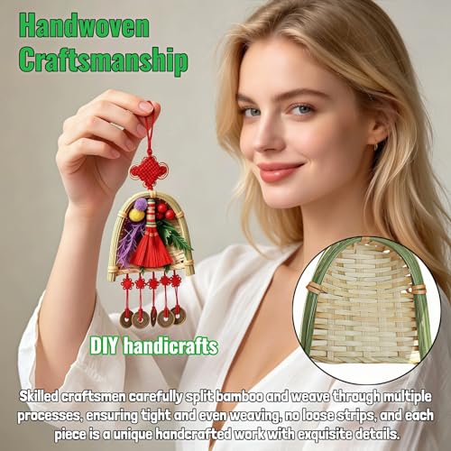Mini Bamboo Woven Dustpan Craft Set - 2 Pack, 3.94" Handcrafted Decor