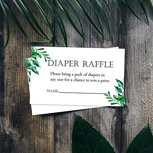 50 Pack Greenery Diaper Raffle Tickets for Baby Showers