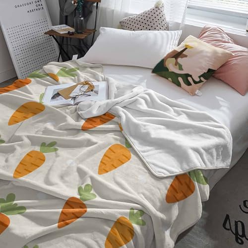 Easter Throw Blanket 40x50 Inch Cozy Flannel Fleece Carrot Design for Couch Bed Sofa