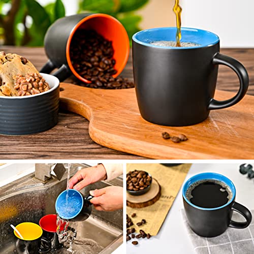 11oz Ceramic Coffee Mug Set Matte Black Porcelain Cups - 6-Pack