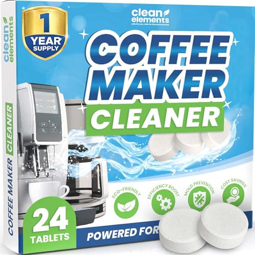 Clean Elements Coffee Maker Cleaner & Descaler Tablets, 24 Count