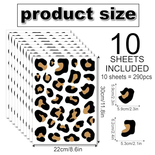 Leopard Print Wall Decals - CELAENO Brown Vinyl Stickers, 10 Sheets