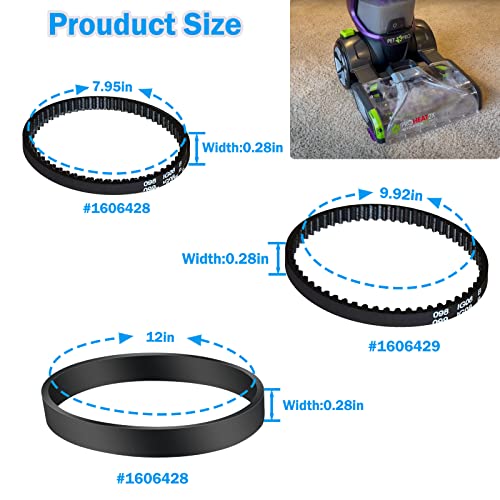 Replacement Vacuum Belts for Bissell ProHeat 2X Revolution Pet, 3-Pack