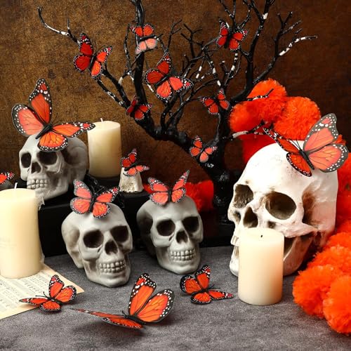 60Pcs 3D Monarch Butterfly Wall Decals - Magnetic Orange Butterfly Decor