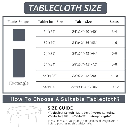 Waterproof Tablecloth 52" x 70" - Blue Checkered Vinyl for Dining & Outdoor Use