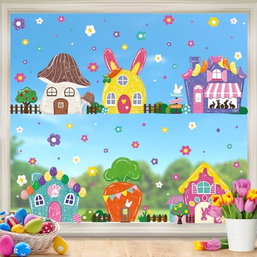 Easter Window Cling Decorations - 81 PCS Cute Bunny Stickers
