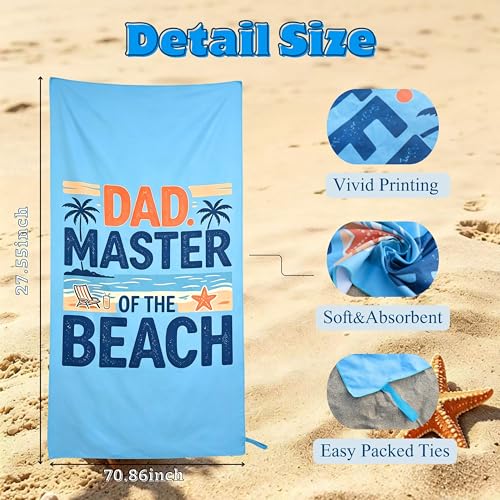 Funny Dad Beach Towel - Quick-Dry Microfiber Summer Vacation Gift