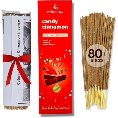 Christmas Cinnamon Incense Sticks - Spicy Sweet Holiday Aromatherapy - 80 Pack