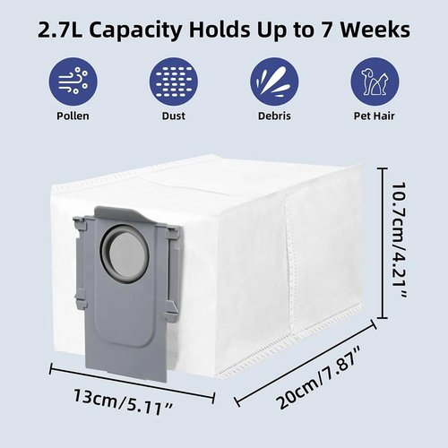 Roborock 10pcs Dust Bag for Q Revo/S8 MaxV Ultra/S8 Max Ultra/Qrevo MaxV/Pro/Master/Curv/Plus/Slim/Edge Robot Vacuum