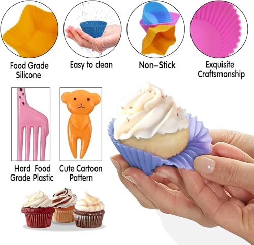 WSmelon Silicone Bento Lunch Box Dividers (34 Pcs) & Animal Food Picks