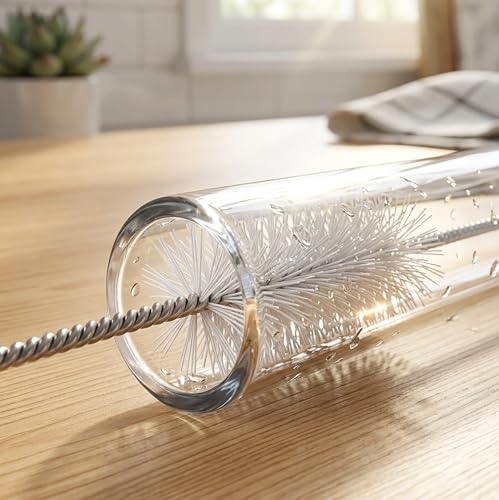 10-Pack Flexible Straw Cleaning Brushes - 8.2 Inch Nylon & Stainless Steel