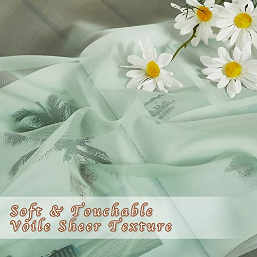 NICETOWN Sheer Sage Green Curtains 54" x 108" - 2 Panels Grommet Voile