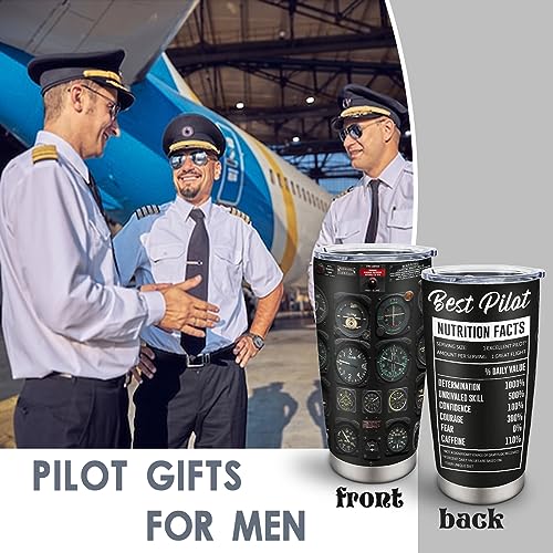Pilot Gifts for Men - Aviation Themed 20oz Stainless Steel Tumbler - Pilot Variation