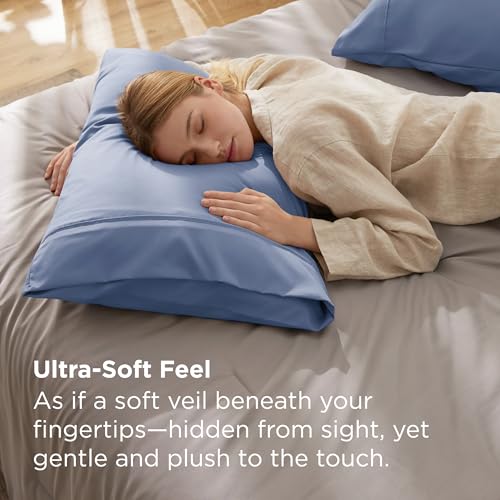 Bedsure King Size Pillowcases - Slate Blue Brushed Microfiber Set of 2