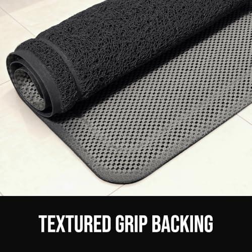 GORILLA GRIP Exfoliating Shower Mat, 30x16 Black Loofah-Style Bath Mat