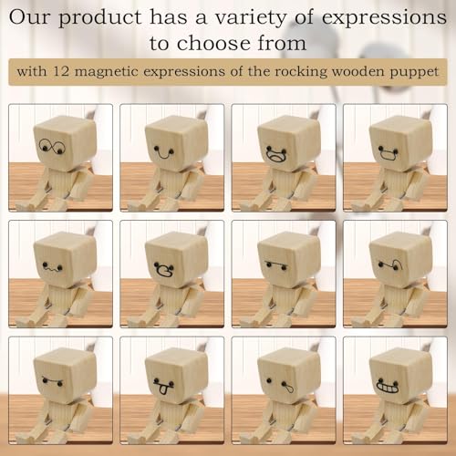 CANIPHA Wooden Rocking Car Ornament with Magnetic Expressions
