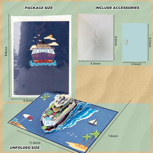 Cruise Ship 3D Pop Up Card - Unique Birthday & Retirement Gift