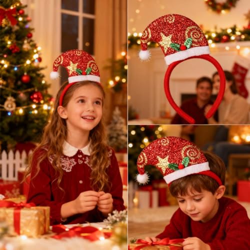3Pcs Christmas Headbands - Santa Claus & Elk Antlers Hair Accessories