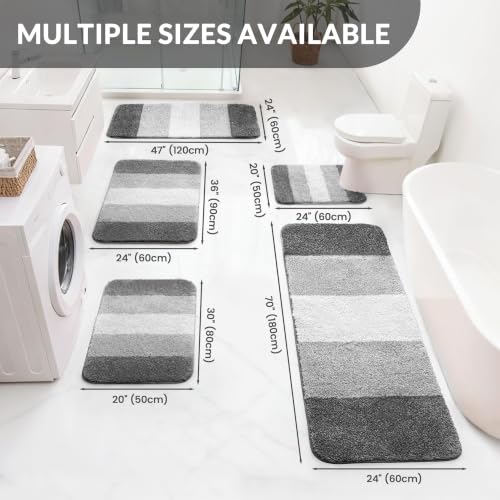 Exclusivo Mezcla Plush Bath Mat, 17x24 Non-Slip Bathroom Rug, Gradient Grey