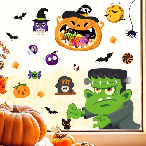 IMISHM Halloween Window Clings - 6 Pack Double-Sided Static PVC Decals