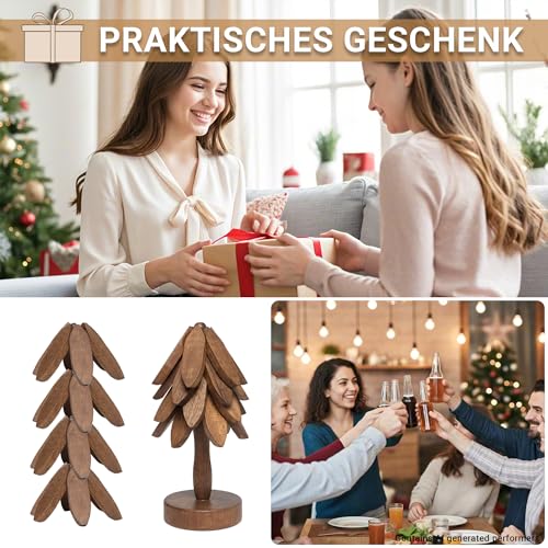 Yuoyar Medium Wooden Tree-Shaped Coasters Set for Coffee Table