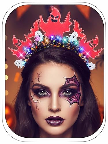 Light Up Halloween Ghost Headband LED Costume Hair Accessory