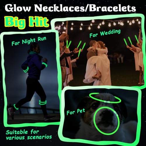 100-Pack 8" Green Glow Sticks with Connectors – Neon Party Favors
