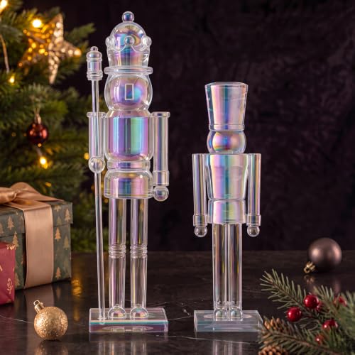 Iridescent Acrylic Christmas Nutcracker Decor Figures - 2 Pack