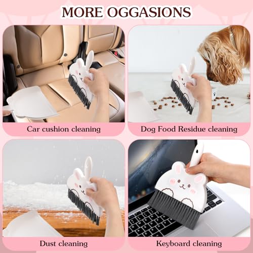 Little White Rabbit Portable Mini Dustpan and Brush Set for Small Space Cleaning
