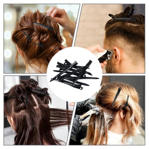 SimautHawk 30 Pcs Alligator Hair Clips 1.77 Inch Black Metal Hair Clips for Styling Salon and DIY Hair Bows